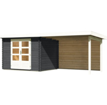 Gartenhaus aus Holz mit Doppeltür und überdachter Veranda