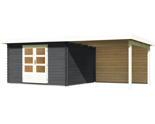 Holzgartenhaus mit Doppeltür und Überdachung