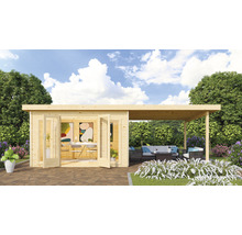 Gartenhaus mit Terrasse und Gartenmöbeln