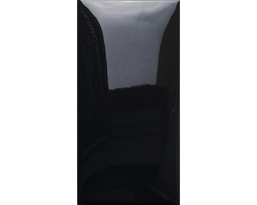 Steingut Wandfliese Bold 7,5x15 cm schwarz glänzend Schwarze glänzende Fliese