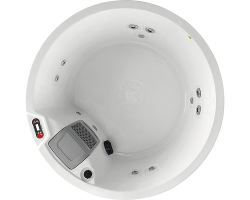 Runder Whirlpool mit Düsen und Bedienelementen