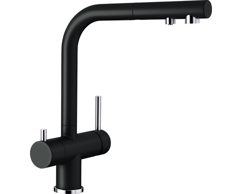 Küchenarmatur mit Handbrause Blanco Fontas 526672 mit Handbrause schwarz matt Küchenarmatur, Schwarz mit Ausziehbrause