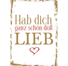 Grußkarte mit dem Text Hab dich ganz schön doll lieb und einem Herz