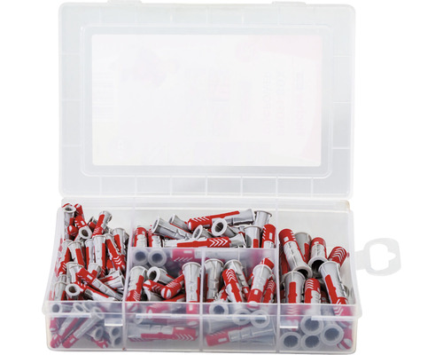 Sichtbox mit Kunststoffspreizdübeln