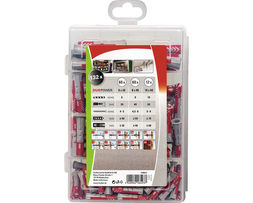 Fischer Dübel DuoPower Set, 132 Stück, verschiedene Größen