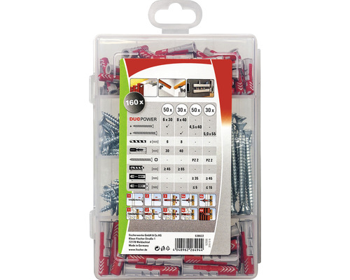Fischer DuoPower Dübel Sortimentskasten mit 160 Dübeln und Schrauben