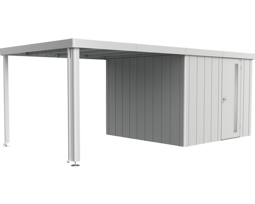 Seitendach Biohort zu Gartenhaus Neo Gr. 3A/3B/3C/3D 300 cm silber-metallic Carport mit Geräteraum für den Garten