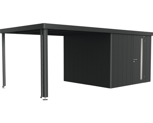 Seitendach Biohort zu Gartenhaus Neo Gr. 3A/3B/3C/3D 300 cm dunkelgrau-metallic Carport mit Geräteraum zur Aufbewahrung von Gartengeräten und Werkzeugen