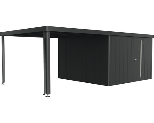 Seitendach Biohort zu Gartenhaus Neo Gr. 4A/4B/4C/4D 300 cm dunkelgrau-metallic Carport mit Geräteraum für den Außenbereich