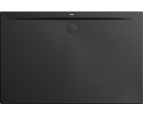 Extraflache Rechteck-Duschwanne Kaldewei Superplan Zero 120x75x3,2 cm schwarz matt Schwarze Duschwanne mit Ablauf in der Mitte.