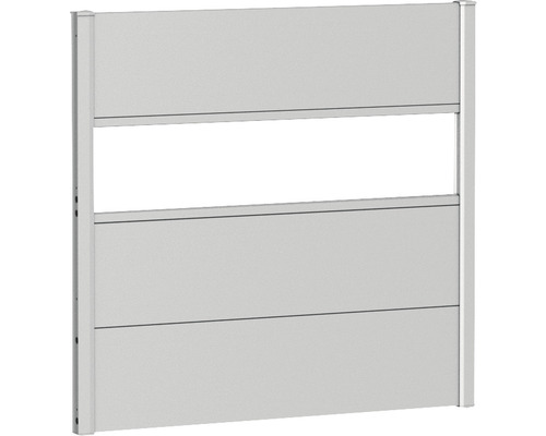 Zaunelement Aluminium Biohort mit Glaseinsatz 100 x 90 cm silber-metallic Hochwasser Schutzwand mit Aluminiumprofilen
