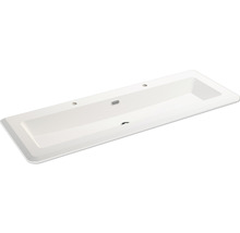 Rechteckiger Waschtisch aus Sanitärkeramik mit Hahnlöchern und Überlauf