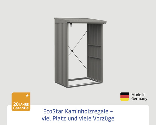 EcoStar Kaminholzregal mit 20 Jahre Garantie und Made in Germany Siegel