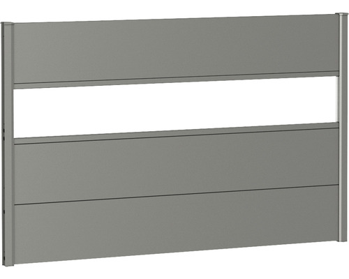 Zaunelement Aluminium Biohort mit Glaseinsatz 150 x 90 cm quarzgrau-metallic Gartenzaun aus Aluminium mit Sichtschutzelement