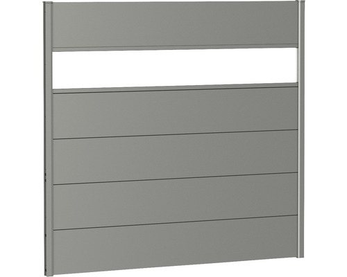 Zaunelement Aluminium Biohort mit Glaseinsatz 150 x 135 cm quarzgrau-metallic Gartenzaun aus Aluminium mit Lichtelement