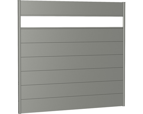 Zaunelement Aluminium Biohort mit Glaseinsatz 200 x 180 cm quarzgrau-metallic Gartenzaun aus Aluminium mit Sichtschutz