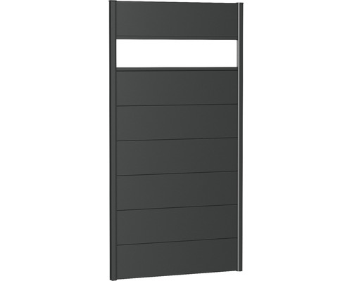 Zaunelement Aluminium Biohort mit Glaseinsatz 100 x 180 cm dunkelgrau-metallic Aluminium Zaunelement mit Lichtband