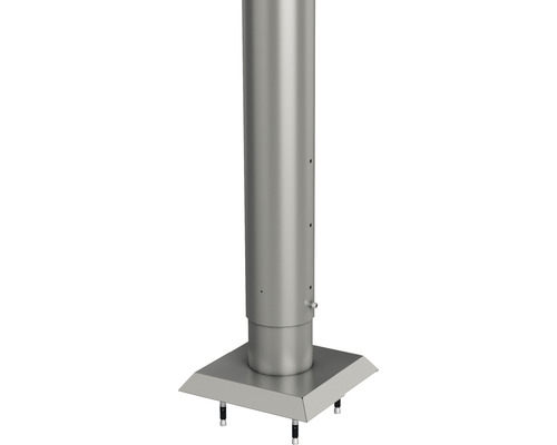 Aluminium-Pfosten Biohort zum Aufschrauben 180 cm Ø 8,5 cm quarzgrau-metallic Edelstahlschornstein mit quadratischer Basis für den Aussenbereich