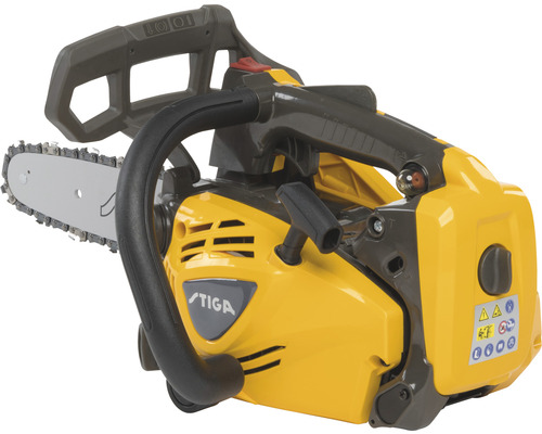 Gelbe Motorsäge der Marke Stiga