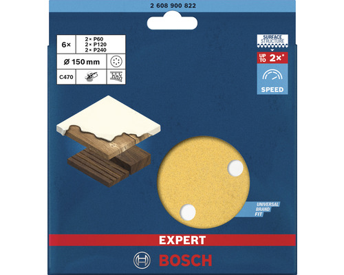 Bosch Expert Schleifscheiben Set, Körnung P60 bis P240, Durchmesser 150 Millimeter