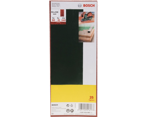 Bosch Schleifpapier Set, 93 mal 230 Millimeter, 25 Stück