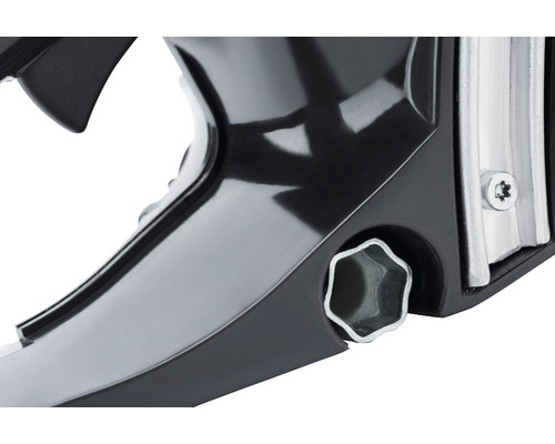 Detailansicht eines schwarzen Geräts mit Sechskantaufnahme