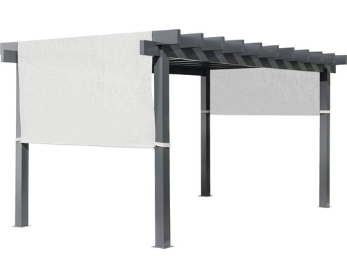 Graue Pergola mit weißen Seitenteilen für den Garten
