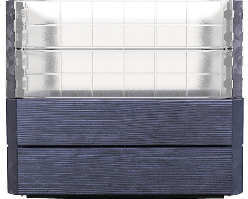 Hochbeet Bodeneben Flexibel UV-beständig Wasserfest Winterfest GRAF Ergo Quadro Turbo x 4 Paneele Ergo Wood, 4 Paneele Wachstumsmodul transparent, 8 Eckverbinder, Flora-Wassersparsystem ,anthrazit braun Hochbeet mit Holzoptik und Frühbeetaufsatz