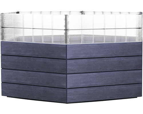 Hochbeet Bodeneben Flexibel UV-beständig Wasserfest Winterfest GARANTIA Ergo Turbo x 12 Paneele Ergo Wood, 6 Paneele Wachstumsmodul transparent, 18 Steckverbinder, Flora-Wassersparsystem ,anthrazit braun