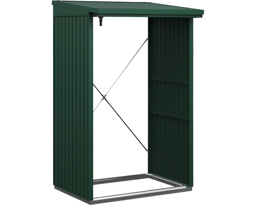 Kaminholzunterstand Hörmann EcoStar Trend-V Typ 1 122,7 x 102,5 x 198,0 cm moosgrün Offener Gerätehaus-Bausatz aus Metall