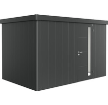 Modernes Gartenhaus aus Metall mit Tür und Fenster