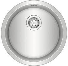 Runde Spüle aus Edelstahl mit Abfluss