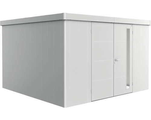 Gerätehaus Biohort Neo 4D Doppeltür 348 x 348 cm silber-metallic Gartenhaus aus Metall mit Doppeltür und Seitenfenster
