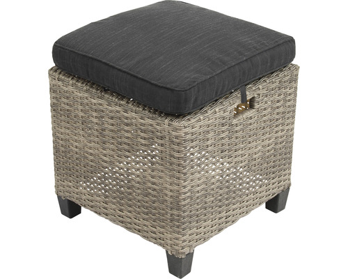 Gartenhocker aus Rattan mit Sitzkissen