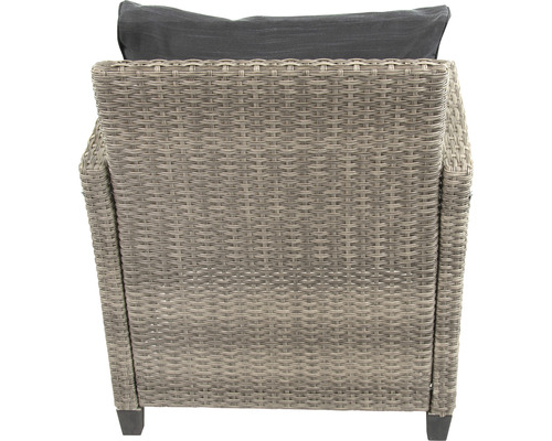 Rückansicht eines Korbsessels mit Polster