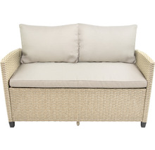 Zweisitzer Gartenbank aus Polyrattan mit Kissen