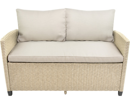 Zweisitzer Gartenbank aus Polyrattan mit Kissen