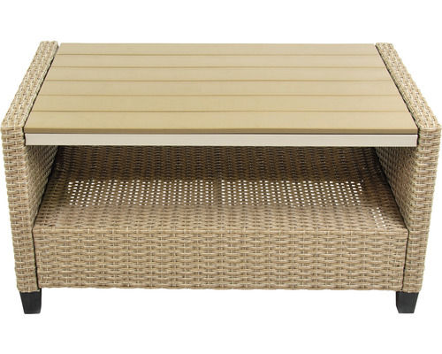 Gartentisch aus Polyrattan mit Ablagefläche