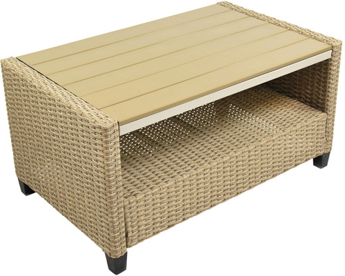 Gartentisch aus Rattan mit Ablagefläche