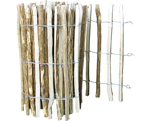 Staketenzaun Rollzaun Premium Haselnuss 500 x 120 cm natur Rollzaun aus Holzlatten mit Draht verbunden