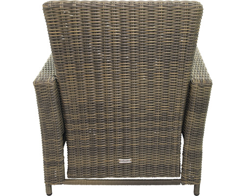 Gartenstuhl aus Polyrattan von hinten