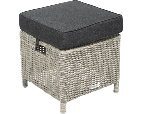 Gartenhocker aus Polyrattan mit Sitzkissen