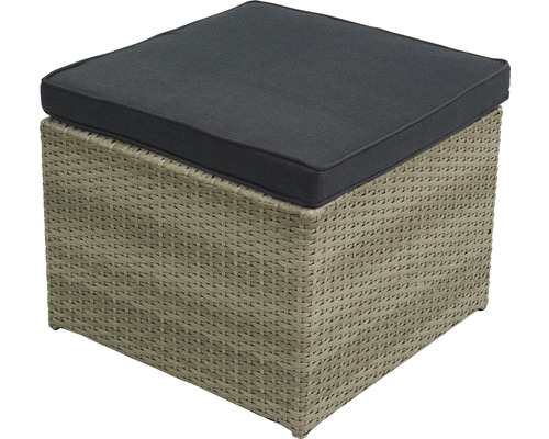 Gartenhocker aus Polyrattan mit Sitzkissen