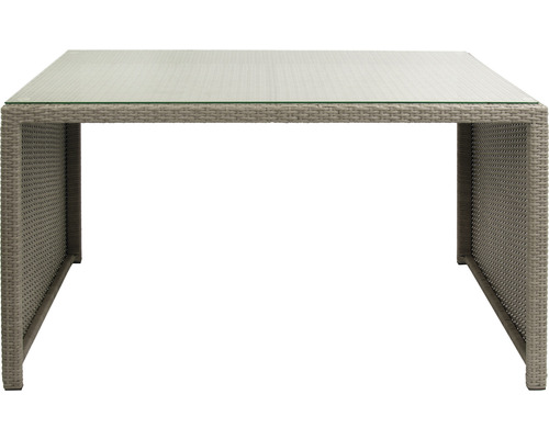 Gartentisch aus Rattan mit Glasplatte