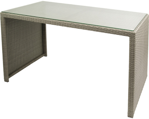 Gartentisch mit Glasplatte und Rattanoptik