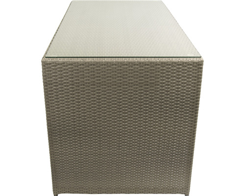 Gartentisch mit Glasplatte und Rattanstruktur