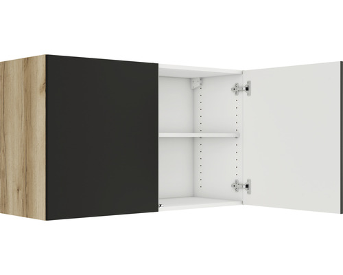 Hängeschrank Optifit Noah anthrazit/Wildeiche matt 100x57,60x34,60 cm mit Drehtür Hängeschrank mit zwei Türen und Einlegeböden