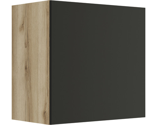 Hängeschrank Optifit Noah anthrazit/Wildeiche matt 60x57,60x34,60 cm mit Drehtür Wandschrank mit einer Holztür und einem Seitenteil in Holzoptik