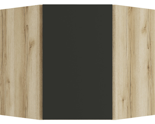 Eckunterschrankfront mit Holzstruktur