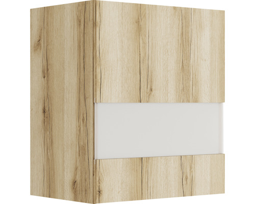 Hängeschrank mit Holzoptik und Glaseinsatz